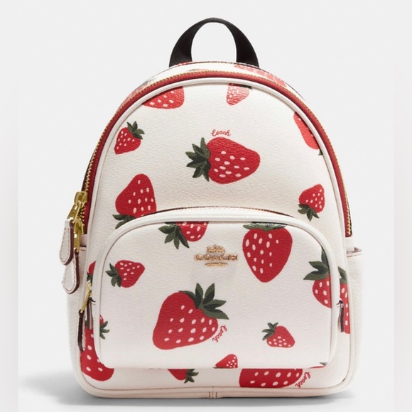 NWT Coach Wild Strawberry Print Mini Court Backpack Multifunction - Picture 3 of 4
